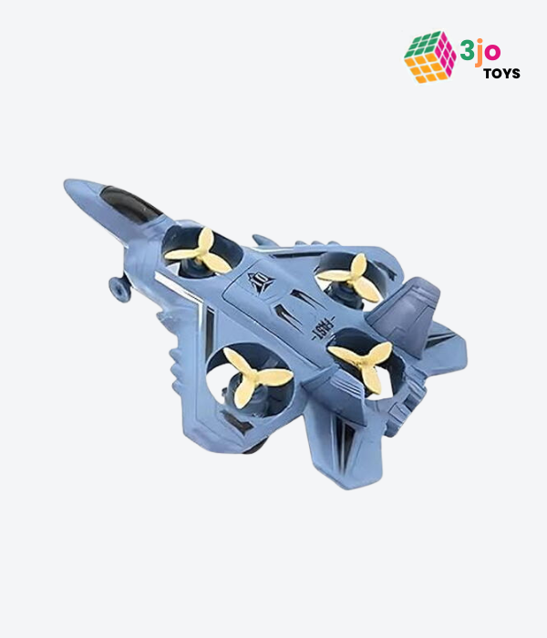 Army Fighter Jet Unbreakable Toy with Rotating Fans,Push&GO Toy